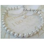 O Accessories خلخال لولي أبيض بفواصل فضي الماظ _ يصلح للعرايس ويمكن التوسيع