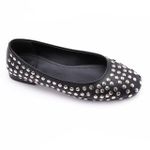 Modern Black Leather Solid Pattern Flats