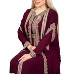 product_image_name-Generic-عباية استقبال و صباحية و مناسبات الخامة شيفون مكونة من 3 قطع , موديل 530 , عنابي-3