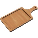 طبق خشبي للوجبات الخفيفة بمقبض - بني