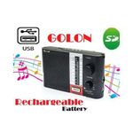 Golon RX-F12UR Classic Radio SD/USB Music Player W/ Rechargeable Battery - Black