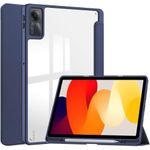 2023 Released Redmi Pad SE 11" Case, Clear Back Transparent with Pen Holder, Redmi Pad se Cover, Tablet Case with Auto Sleep Function, Trifold Stand, Shockproof, Lightweight (Redmi Pad SE, Dark Blue)