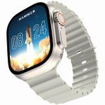 ساعة T9000 الذكية مع شحن لاسلكي بتقنية Bluetooth - أبيض فاتح