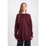 product_image_name-Defacto-Woman Bike Neck Regular Fit Tunic - Bordeaux-1