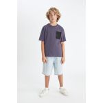 product_image_name-Defacto-Boy Crew Neck Oversize Fit Short Sleeve T-Shirt - Indigo-2