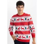 product_image_name-Defacto-Man Crew Neck Standart Fit Pullover - Red-1