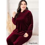 product_image_name-Generic-بدلة رياضية قطعتين من القطيفة المضلع (هودي وسراويل ضيقة) باللون العنابي-4