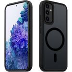  Magnetic Back Protective Case for Mobile Phones, Semi-Transparent Matte Polyurethane, Heat Resistant, Scratch Resistant, MagSafe Compatible, and Compatible with Samsung S21 FE, Black