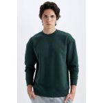 product_image_name-Defacto-Man Crew Neck Boxy Fit Sweat Shirt - D.Green-1