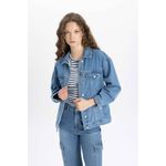 product_image_name-Defacto-Woman Oversize Fit Jacket - Lt.Indigo-4