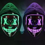 product_image_name-Generic-2PCS LED Masks Halloween Scary Masks Cosplay LED Costume Masks Set EL Wire Light up Novelty Masks for Halloween Festival Party-1
