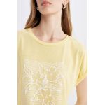 product_image_name-Defacto-Woman Crew Neck Batwing Short Sleeve T-Shirt - Yellow-2