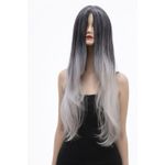 product_image_name-Generic-A medium-length wig for women with black thermal fiber leather roots, ombre silver ends-1