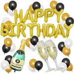 product_image_name-Generic-Gold Birthday and Champagne Balloon Set, Funny Birthday Party Decorations Happy Birthday Banner Bottle Champagne Foil Balloons-1