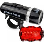 ضوء LED أمامي وخلفي للدراجات وغيرها - قطعتان (القطعة الخلفية مع ضوء أحمر ثابت واهتزاز والقطعة الأمامية بضوء LED أبيض) - من شركة Caper Trade