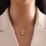 product_image_name-Generic-Letter Necklace with Sparkling Stones, Gold Plated Initial Pendant, Elegant Design for Daily Wear and Special Occasions, Women Fashion Necklace, Multiple Letters Available, 1 Piece-2