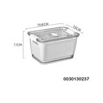 Multifunctional vegetable and fruit storage and organization container with airtight lid and internal draining basket