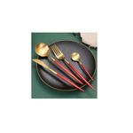 product_image_name-Generic-Golden Spoon Set, 24 Pieces in Premium Carton Box, Premium Quality AR - Silverware Set Stainless Steel Cutlery: 24 Piece Dinnerware Utensils Dinner Forks Spoons Steak Knife Service 6 - 24 Piece Spoon Set - 6 Person Cutlery Set, 24 Piece Cutlery Set B-2