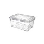 Titiz Reusable container box BPA free food storage container airtight seal lid & clips dishwasher & freezer safe transparent grey 13 liters