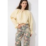 Defacto Regular Fit Gathered Balloon Sleeve Crop Basic Blouse