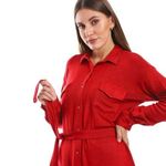product_image_name-Kady-Long Sleeves Buttons Down Closure Belted Shirt - Ruby Red-4