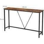 product_image_name-Generic-طاولة، طاولة كونسول بهيكل فولاذي متين لمكان المدخل، غرفة المعيشة أو غرفة النوم بأسلوب صناعي بني عتيق وأسود، 120 × 23 × 74 سم (عرض × عمق × ارتفاع)-3
