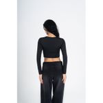 OUTDATED Cropped Round Neck Long Sleeve - Black - image 3
