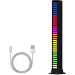 مؤشر مستوى الصوت، التقاط الصوت وعرض الإيقاع 32-بت، ضوء LED محيطي ملون RGB، يعمل بالصوت للكمبيوتر الشخصي، السيارة، التلفزيون - قطعة واحدة - أسود