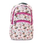 Patterned "Flowers" Backpack For Girls - Pink & Off White