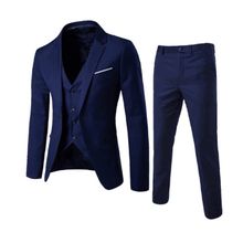 Buy Fashion (Navy Blue)Men Business Casual Suits Classic Blazers Suit Sets Spring Autumn Wedding Groomsmen Formal Jacket Pants Fashion Male Clothing WEF in Egypt