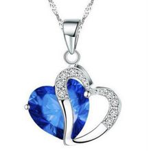 Buy Xiuxingzi Women Heart Crystal Silver Chain Pendant Necklace Jewelry I in Egypt