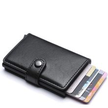 اشتري Card Holder Wallet Men Carbon Fiber Leather Slim Thin Wallet- Black في مصر