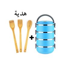 Buy Lunch Box - 4 Pcs - 3 Wooden Spoons - Thermal Bento Food Box Set in Egypt
