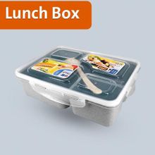 Buy Lunch Box With 4 Compartment And Spoon - 1 Pcs in Egypt