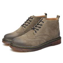 اشتري Flangesio EUR 38-46 Men Top Quality Full Grain Leather Boots Retro Oxford Shoes في مصر