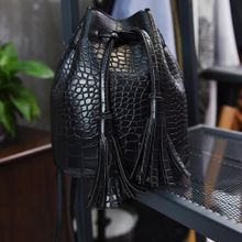Buy Fashion Hiamok Fashion Women Leather Handbag Crossbody Shoulder Messenger Tassels Bucket Bag in Egypt