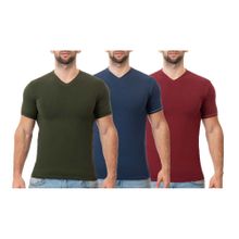 اشتري Forma Men Half-Sleeve V Neck Lycra Undershirt 3-Pack - Multicolor في مصر