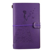 Buy Pretty Butterfly Lady Vintage Travelers Notebook Diary Notepad PU Leather Literature Journal Planners School Stationery(Purple) in Egypt