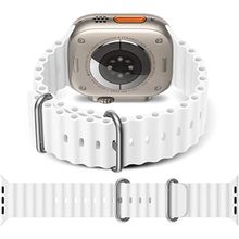 اشتري Silicon Replacement Strap For Apple Watch Series 7 And Series 8 (45mm) And Apple Watch Ultra (49mm) - White في مصر