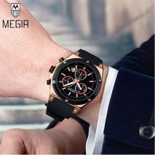 Buy Megir Watch Men Quartz Watches Silicone Strap Wrist Watch Male  2073 in Egypt