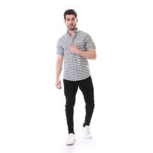 Buy Andora Casual Plaids Short Sleeves Buttoned Dark Grey & Black Shirt in Egypt