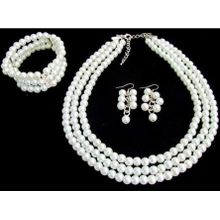 Buy M T Necklace And Earrings And Bracelet Of Off White Beads in Egypt
