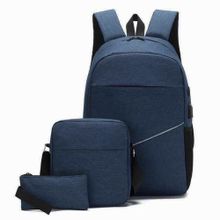 Buy 3 Pieces Laptop Backpack Bag Unisex - Navy in Egypt