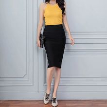 Buy Sun Set Solid Midi Skirt - Black in Egypt