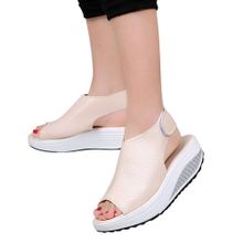 Buy Fashion Women Shake Shoes Summer Sandals Fish Mouth Thick Bottom Higt Heel Shoes -BeigeFashion Women Shake Shoes Summer Sandals Fish mouth Thick Bottom Higt Heel Shoes in Egypt