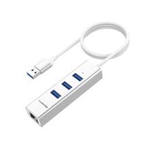 اشتري LENTION 3-Port USB 3.0 Hub with Gigabit Ethernet Network RJ45 LAN Adapter Compatible for MacBook Air/Pro, Type A Laptops Silver في مصر