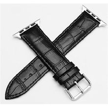 Buy Apple Watch 45mm Series 8 Leather Band, Crocodile Texture Leather Strap Wristband Black in Egypt