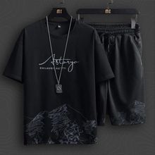 Buy Fashion 2 In 1 Men's Short Sleeve Shorts Casual Set-Black in Egypt