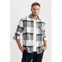 Buy Defacto Man Woven Regular Fit Polo Neck Long Sleeve Shirt.. in Egypt