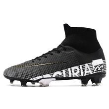 اشتري Men Soccer Shoes AG High Ankle Football Boots MenSneakers-Black في مصر